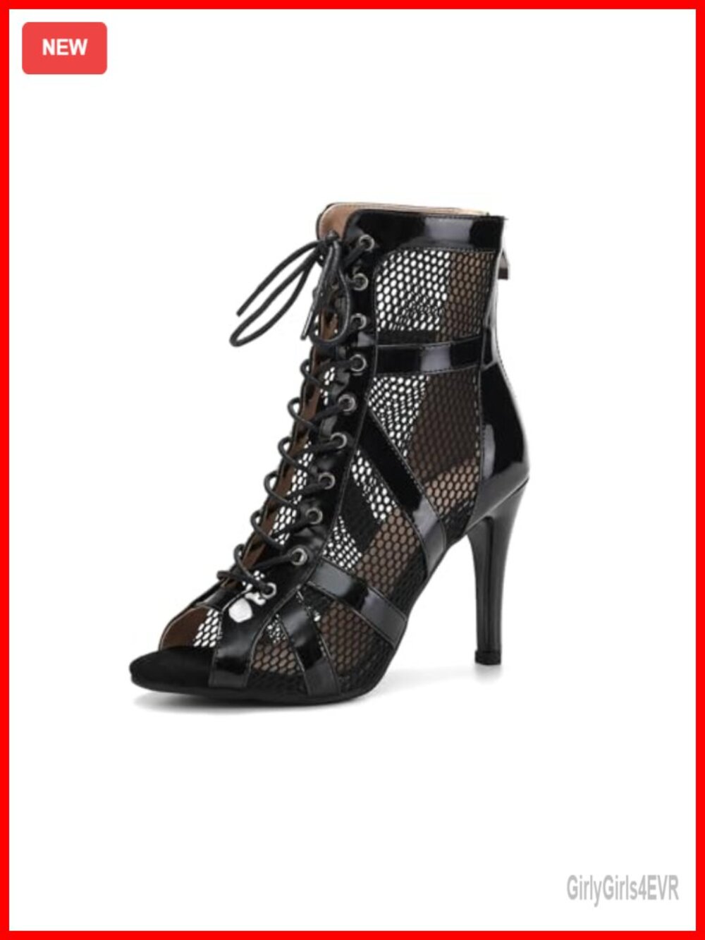 Open Toe Lace Up Dance Ankle Boots Ballroom Salsa Practice Heels